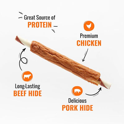 GOOD 'N' FUN Ribs Long-Lasting Dog Treat, with Real Proteins, Beef Hide and Premium Chicken, Supports Dental Health, Mental Stimulation, 24 oz