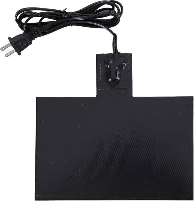 8-1/2'' x 7-7/8'' Silicone Battery Heater Pad with Smart Thermostat Control (32°F On/122°F Off) - 120V 60W Automotive Battery Warmer Pad, 72" 2-Prong Cord, Grey