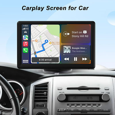Portable Wireless Carplay Car Radio, 7" HD Touchscreen with Carplay Android Auto with Mirror Link/Voice Control/Bluetooth/FM/GPS Navigation/AUX