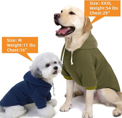 2-Pack Dog Hooded Sweaters & Jackets - Soft Dog Clothes Hoodie for Small/Medium/Large Dogs & Cats | All-Season Comfort & Fit, Stylish Pet Shirts Apparel & Accessories (Army Green, Navy, X-Large)