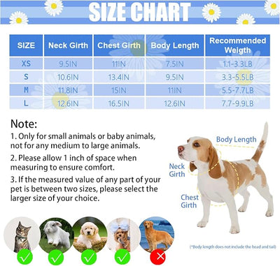 Dog Dress Bowknot Harness Leash Set for Small Girl Dogs Blue Daisy Floral Dog Cat Clothes Cute Puppy Outfits Pet Clothes Spring Summer Breathable Dresses(X-Small)