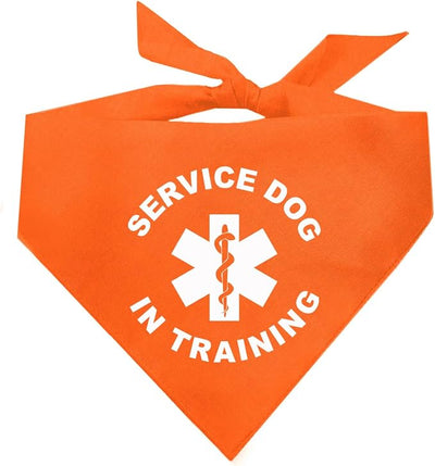 Service Dog in Training Dog Bandana | 100% Cotton Adjustable Triangle |Service Dog | Working Animal | Assistance |Orange, One Size (289)
