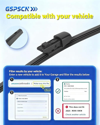 GSPSCN 15" Rear Wiper For Volkswagen Tiguan 2024-2018 OEM Quality Original Equipment Replacement Back Windshield Wiper Blade (15-H / A383H)