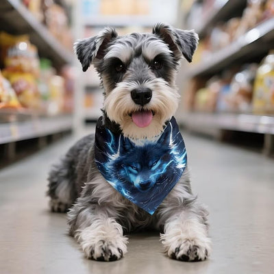 KEIAHUAN Blue Wolf Bandanas Dog Bib Adjustable Scarf Pet Bandana Classic Triangle Handkerchief Reversible Pet Costume Accessories 1PCS