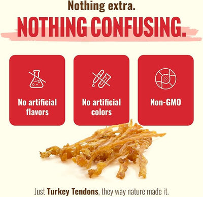 Natural Farm Turkey Tendon for Dogs (4oz) - Turkey Dog Chews, Rawhide-Free Dog Treats, Naturally Satisfying Everyday Rewards.