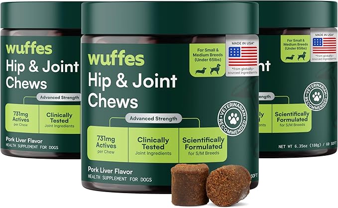 Chewable Dog Hip & Joint Supplement - Glucosamine & Chondroitin Chews - Dog Joint Supplements & Vitamins - Extended Joint Care (Small&Medium Breeds (0-65 lbs), 180 Chews (Pack of 3))
