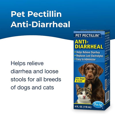 PetAg Pet Pectillin Anti-Diarrheal - 4 oz, Pack of 3 - Helps Relieve Diarrhea or Loose Stool in Dogs and Cats - Replaces Lost Electrolytes - Easy to Administer