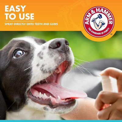 Arm & Hammer for Pets Dog Oral Care Spray Mint Flavor Breath Freshener Baking Soda Plaque Tartar Support Brushless Dental Maintenance 4 FL OZ 2 Pack