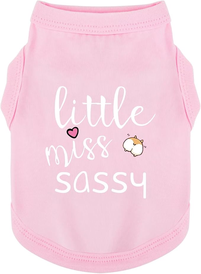 Paiaite Dog Clothes Fashionable Sleeveless Pet Vest: 'Little Miss Sassy' Printed Cotton Dog Shirt, Ideal for Small, Medium, and Large Breeds, Ensuring Comfort and Breathability Pink 3XL