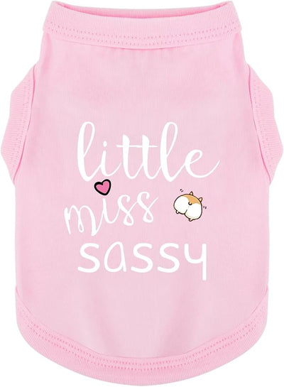 Paiaite Dog Clothes Fashionable Sleeveless Pet Vest: 'Little Miss Sassy' Printed Cotton Dog Shirt, Ideal for Small, Medium, and Large Breeds, Ensuring Comfort and Breathability Pink 4XL