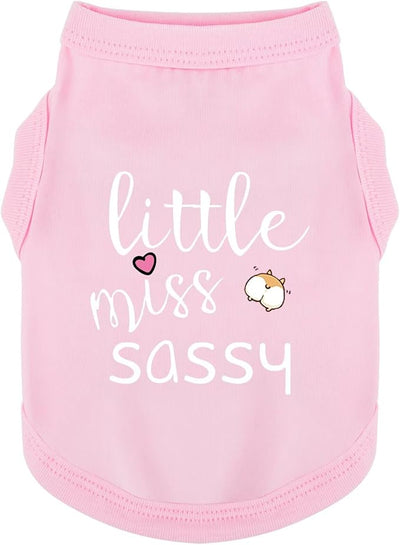 Paiaite Dog Clothes Fashionable Sleeveless Pet Vest: 'Little Miss Sassy' Printed Cotton Dog Shirt, Ideal for Small, Medium, and Large Breeds, Ensuring Comfort and Breathability Pink XXS