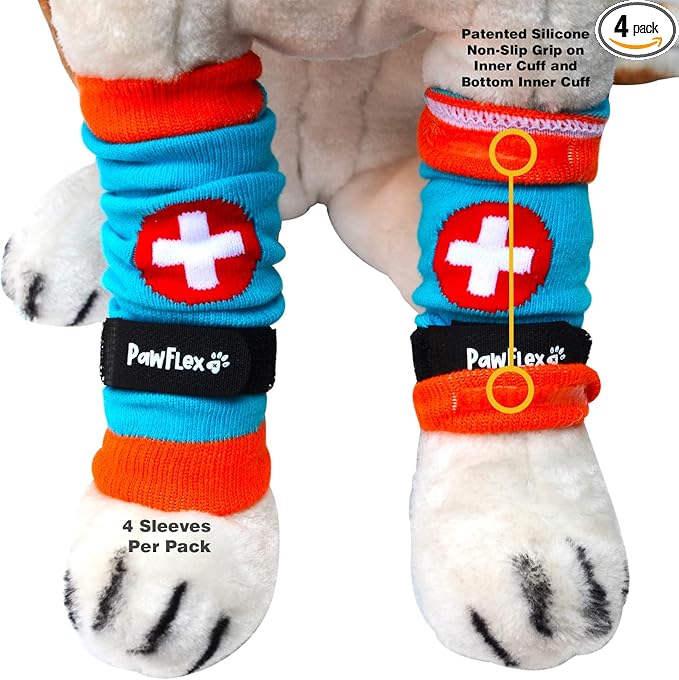 Comfy Paws Cotton Nonslip Protective Leggings for Dogs | Medical Pet Sleeve for Dogs Legs with Non-Slip Silicone Grip at Inner Cuffs and Adjustable Strap for No Twisting or Sliding Down
