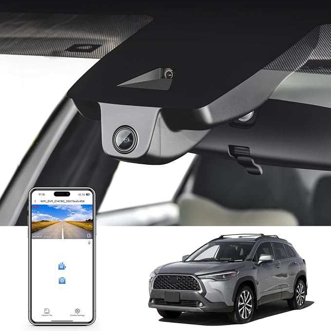 4K Dash Cam Custom fit for Toyota Corolla cross & Corolla cross Hybrid 2022 (Model B), LE L XLE, Integrated OEM Look, 2160P UHD Video, Built-in WiFi & APP, Loop Recording,Easy to Install,GPS,64GB Card