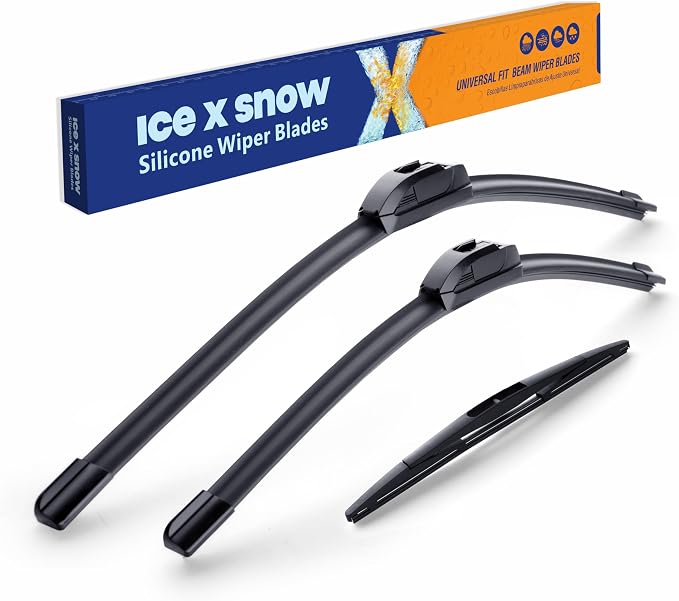 ICEXSNOW® Silicone Windshield Wiper Blades Replacement for 2005-2012 Nissan Pathfinder/ 2005-2015 Nissan Xterra (Pack of 3) Automotive Replacement Windshield Wiper Blades,24"+18"+12"(B)