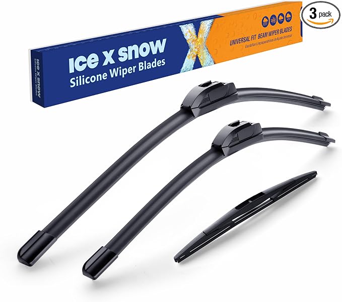 ICEXSNOW® Silicone Windshield Wiper Blades Replacement for 2018 2019 2020 2021 2022 2023 2024 Jeep Wrangler (Pack of 3) Automotive Replacement Windshield Wiper Blades,16"+16"+12"(B)
