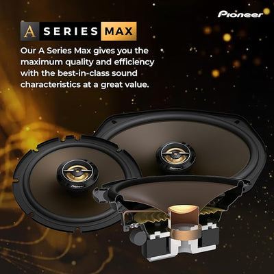 Pioneer A-Series MAX TS-A653FH 6.5” 2-Way Speakers (Pair) – 340W Max, Balanced Sound + Smooth Treble, Enhanced Bass, Ideal Factory Upgrade, Installation Adaptors Included