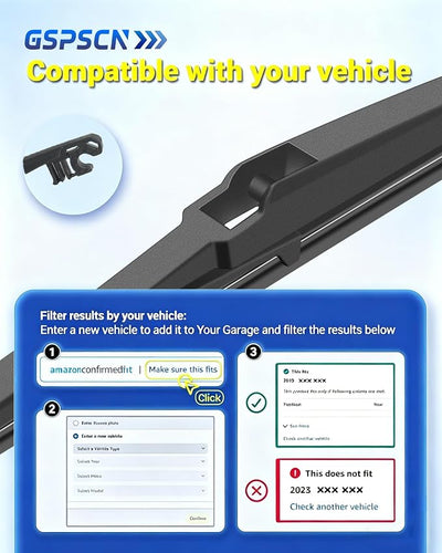 GSPSCN 16" Rear Wiper Blade For Toyota Prius 2022-2004 Sienna 2020-2011,2004 /Lexus GX470 2009-2003 RX350 RX350h RX450h 2024-2010 /Hyundai Starex 2020 Quiet Streak-Free Rear Windshield Wiper