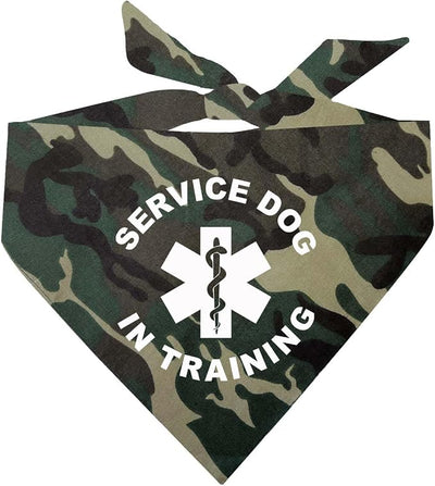 Service Dog in Training Dog Bandana | 100% Cotton Adjustable Triangle |Service Dog | Working Animal | Assistance |Camo, X-Small (289)