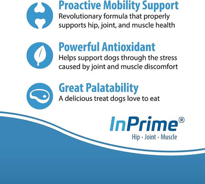 InPrime Canine - Natural Joint Support for Dogs - Helps Maintain Normal Joint Mobility & Function - Supports Hip and Joint for Dogs - Palatable Dog Joint Care - (60 Count)