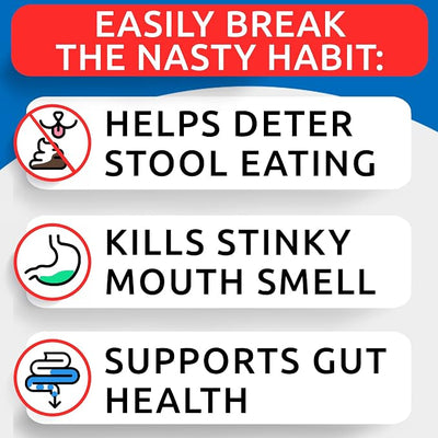 No Poo Chews for Dogs - Coprophagia & Stool Eating Deterrent with Probiotics, Digestive Enzymes & Breath Aid Support - Stop Dog Poop Eating - Made in USA