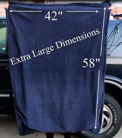 2 - 12-Volt Heated Travel Blanket with Patented Safety Timer by Trillium Worldwide (Navy, 58" x 42")