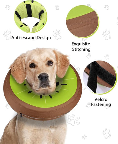 MIDOG Inflatable Dog Cone Collar Alternative After Surgery - Soft Protective Recovery Dog Cone for Large Medium Small Dogs & Cats, Elizabethan Collar for Dogs to Stop Licking - Kiwifruit,L+