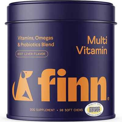 Finn All-in-1 Daily Multivitamin for Dogs | Probiotics & Omegas | 90 Ct | Glucosamine, Essential Vitamins & Minerals | NASC Certified | Vet-Formulated | All Ages & Breeds