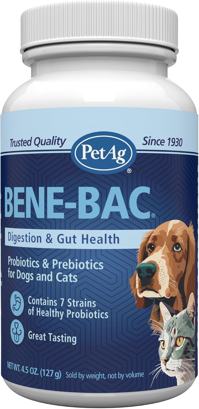 Bene-Bac - 4.5 oz Powder - Probiotics for Dogs, Cats, Exotic & Wildlife Mammals