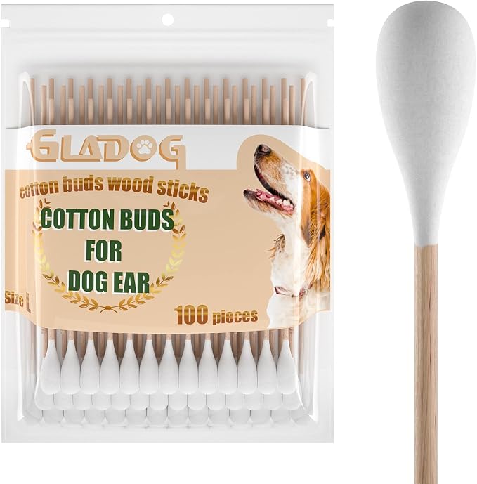 6 Inch Professional Large Cotton Buds for Dogs, Specially Designed Dog Cotton Buds with Wood Handle, Large Means Safe