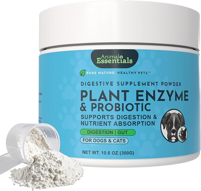 Plant Enzyme & Probiotics - Probiotics & Digestive Enzymes for Dogs & Cats, Natural Daily Gut & Digestion Support Supplement for Pets, Plant Based - 10.6 oz