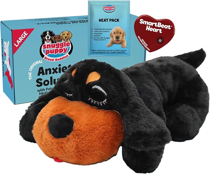 Heartbeat Puppy Toy for Large Breeds, Breed Buddies Collection-Rottweiler, Plush Dog Toy with Real-Feel Pulse and Heat Pack for Crate Time, First Nights, and Rest