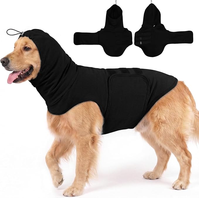 MIGOHI Dog Calming Vest | Soft XL Anxiety Vest for Dogs,Pet Anxiety Jacket for Large Dogs to Relieve Noise & Separation Stress, Dog Anxiety Wraps for Separation,Car Ride,Stranger Visit,Black,XL