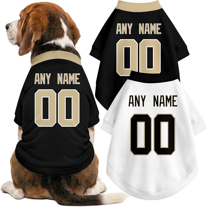 New Orleans Dog Clothes Jersey Style Personalized Pet T Shirt with Custom Name Number for Small Medium Large Dogs