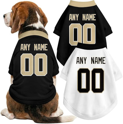 New Orleans Dog Clothes Jersey Style Personalized Pet T Shirt with Custom Name Number for Small Medium Large Dogs
