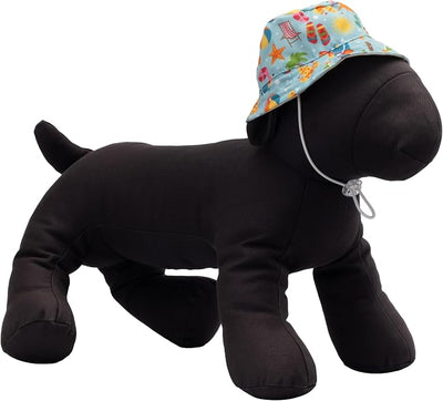 The Worthy Dog Life's a Beach Bucket Hat for Dogs Lightweight Pet Sun Hat with Adjustable Chin Strap, Soft Brim & Bright Colors - Green, Large
