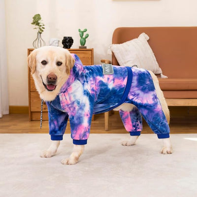 Dog Hoodies Winter Coat for Large Medium Dogs, Pullover 7 Legs Warm Coat Hooded Sweatshirt, Fleece Hoodie for Cold Weather (Bandhnu Pink, 5X-Large)