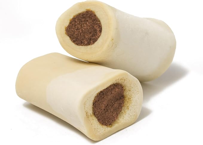 Stuffed Shin Bone, Long-Lasting Dog Chew Bones for Aggressive Chewers, High Protein Filled Bone Dental Chew for Dogs, Chicken Flavor Filling, 3-4" for Small Dogs