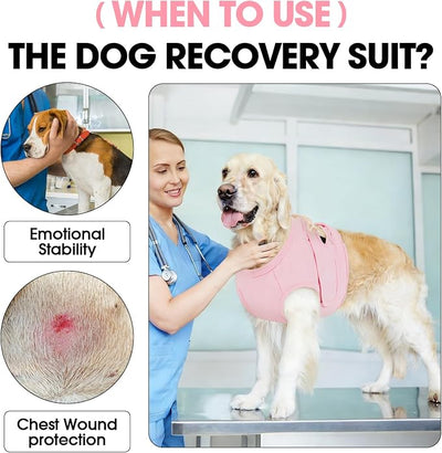 BRKURLEG Chest Recovery Suit for Dogs, Dog Chest Wound Cover, Breathable & Soft Pet Surgery Recovery Suit, Anti-Licking Wound Vest, Not for Spay/Neuter Surgeries, Pet Cone Alternative, Pink XXXL