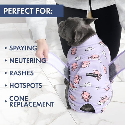 Spark Paws Dog Surgery Recovery Suit – Dog Recovery Suit After Surgery, Anti-Lick Dog Onesie, Abdominal Wound Protector, Soft Cone Alternative for Spay Neuter Male Female Pet Recovery - Pigs Fly - 5XL