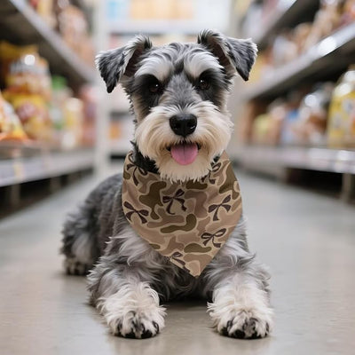 KEIAHUAN Dog Bandana Camo Bow Design Washable Handkerchief Scarf Triangle Bandanas for Small Medium Large Dogs Cats
