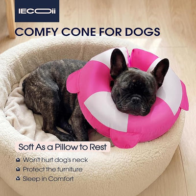 IECOii Inflatable Dog Recovery Collar, Comfortable Cone Alternative | Comfort Beyond the Cone | Pillow-Like Recovery | Full-View Freedom | Lick-Free Healing | Stay-Put Comfort | Easy-Clean Design
