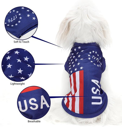 American Flag Inspired Dog Vest: Perfect Dog Shirt, Ideal Tank Top for Everyday Wear, Independence Day Celebrations Quality Materials for a Cute and Stylish Look Blue USA M