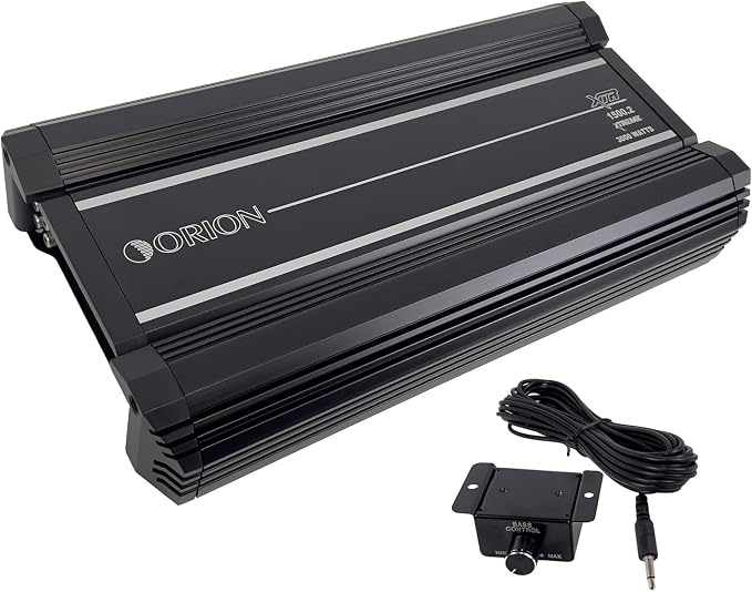 Orion XTR Series XTR1500.2 High Power Class A/B 2-Channel Amplifier - 1500W RMS, 2/4 Ohm Stable, High/Low Pass Crossover, Bass Boost Control, MOSFET Power Supply, Bass Knob Included, Made in Korea