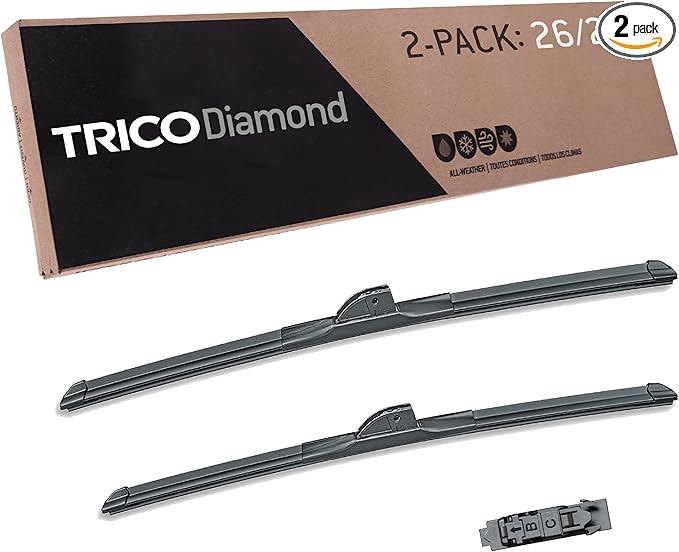 TRICO Diamond 26" + 24" Super Premium Automotive Replacement Windshield Wiper Blades (Set of 2), Passenger and Driver Side All-Weather Beam Wiper Blades for Select Vehicle Models (Item #25-2624)