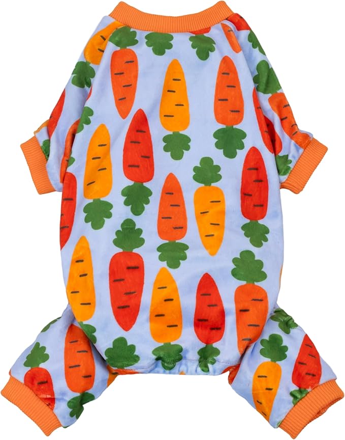Carrot Dog Flecce Pajamas, Funny Easter Outfit for Small Dogs Boy Girl, Cute Pet Clothes, Blue, Orange, Red, Green, Medium