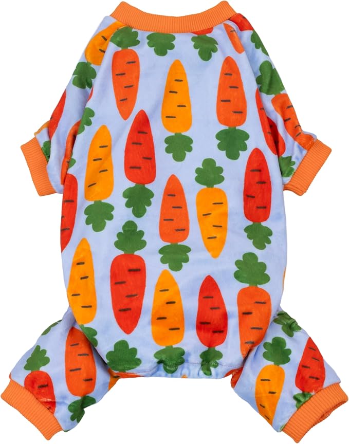 Carrot Dog Flecce Pajamas, Funny Easter Outfit for Small Dogs Boy Girl, Cute Pet Clothes, Blue, Orange, Red, Green, Large
