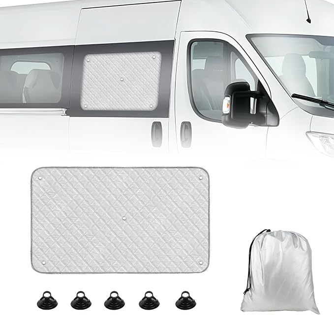 Sliding Door Window Sun Shade Compatible with Ram ProMaster 2014-2026, Aluminum Film Sliding Door Window Sunshade Cover, UV Protection & Privacy Window Shield for ProMaster 2014-2026 Van Accessories