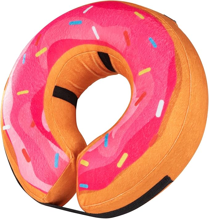 Grand Line Donut Inflatable Collar for Dogs and Cats, Soft Recovery Dog Cone After Surgery, Protective Pet Neck Cone for Small, Medium, Large Dogs, Not Block Vision (Pink, ML)