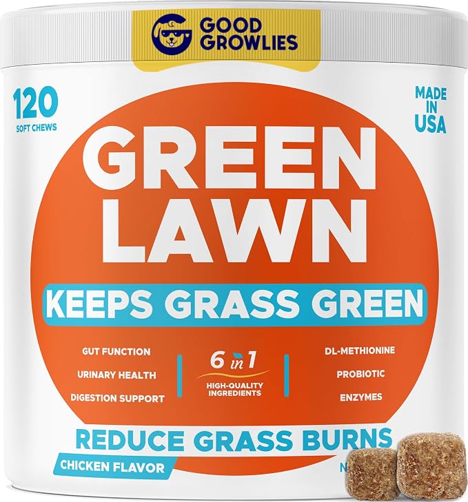 Grass Burn Spot Chews for Dogs - Pee Lawn Spot Saver - Natural Urine Neutralizer for Grass Burn Spots - Dog Pee Lawn Repair - w DL-Methionine - 120 Ct