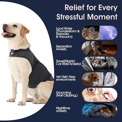 IECOii Dog Thunder Jacket Anxiety Calming Vest, Comfort Storm Anxiety Relief Coat with Adjustable Snug Fit, No Medicine or Training Needed, Lightweight Easy On Calming Shirt for Dogs Large, Grey, L